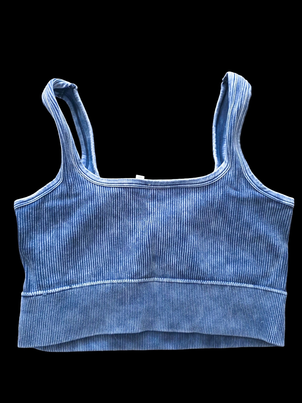 Gray Ribbed Crop Tank Top - Picture 2 of 3